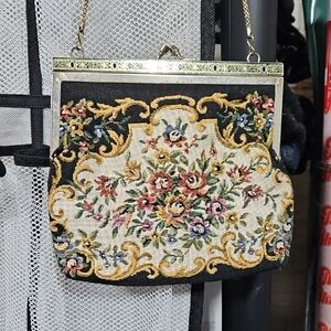 Vintage Floral Tapestry Clutch